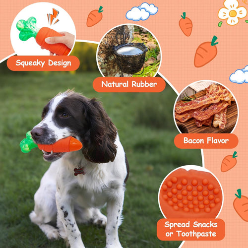 Indestructible Dog Toy for Aggressive Chewers with Squeaky, Dog Chew Toys for Large, Medium and Small Breeds to Keep Them Busy, Interactive Tough Dog Toy