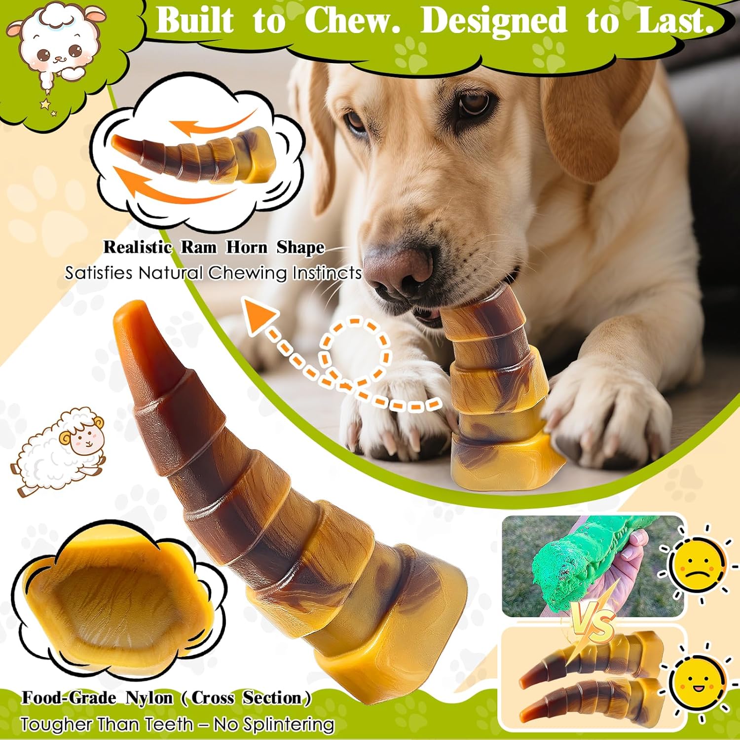 Dog Chew Toys for Aggressive Chewers, 2 Pack Indestructible Toys for Large Dogs, Dog Chew for Large Medium Small Breed, Super Chewer with Tough Nylon, Gift for Dogs
