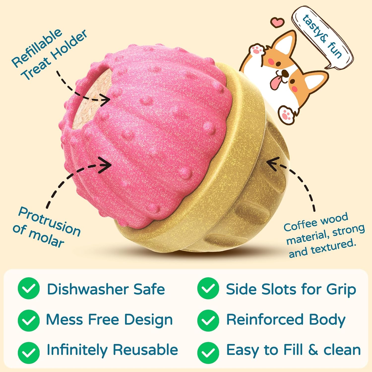 Long Lasting Interactive Dog Toys for Aggressive Chewers, Stuffed Dog Training Treats Dog Chew Toys to Keep Them Busy (Green)